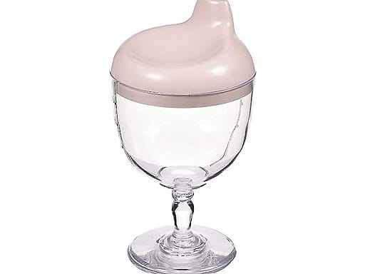 Baby Trinkbecher mit Schnabeltülle in eleganter Weinglas-Optik, 150ml, für Babys ab 0 Monaten.